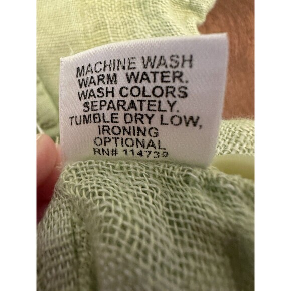 FLAX Shirt Women’s P 100% Linen Button Front Top Light Green Long Sleeve - Picture 7 of 9